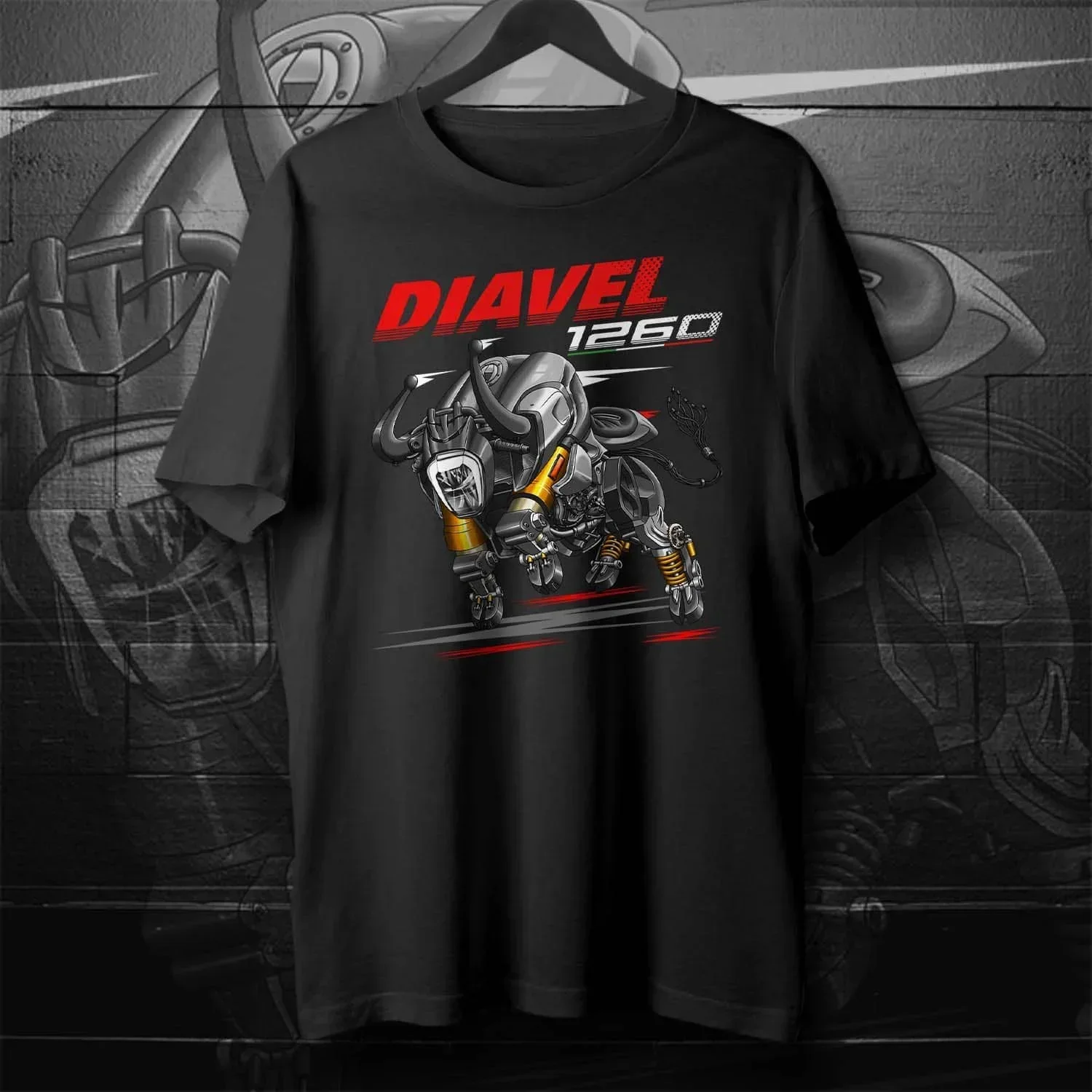 Classic Italian Motorcycle Diavel 1260 Bull Inspiration T-Shirt 100% Cotton O-Neck Short Sleeve Casual Mens T-shirt Size S-3XL