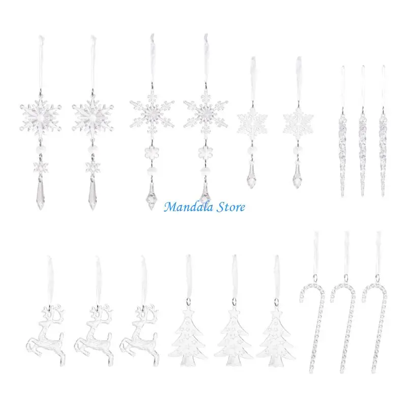 

U2JC 18 Pcs Christmas Ornament Creative Hanging Elk Icicle Christmas Tree Decoration