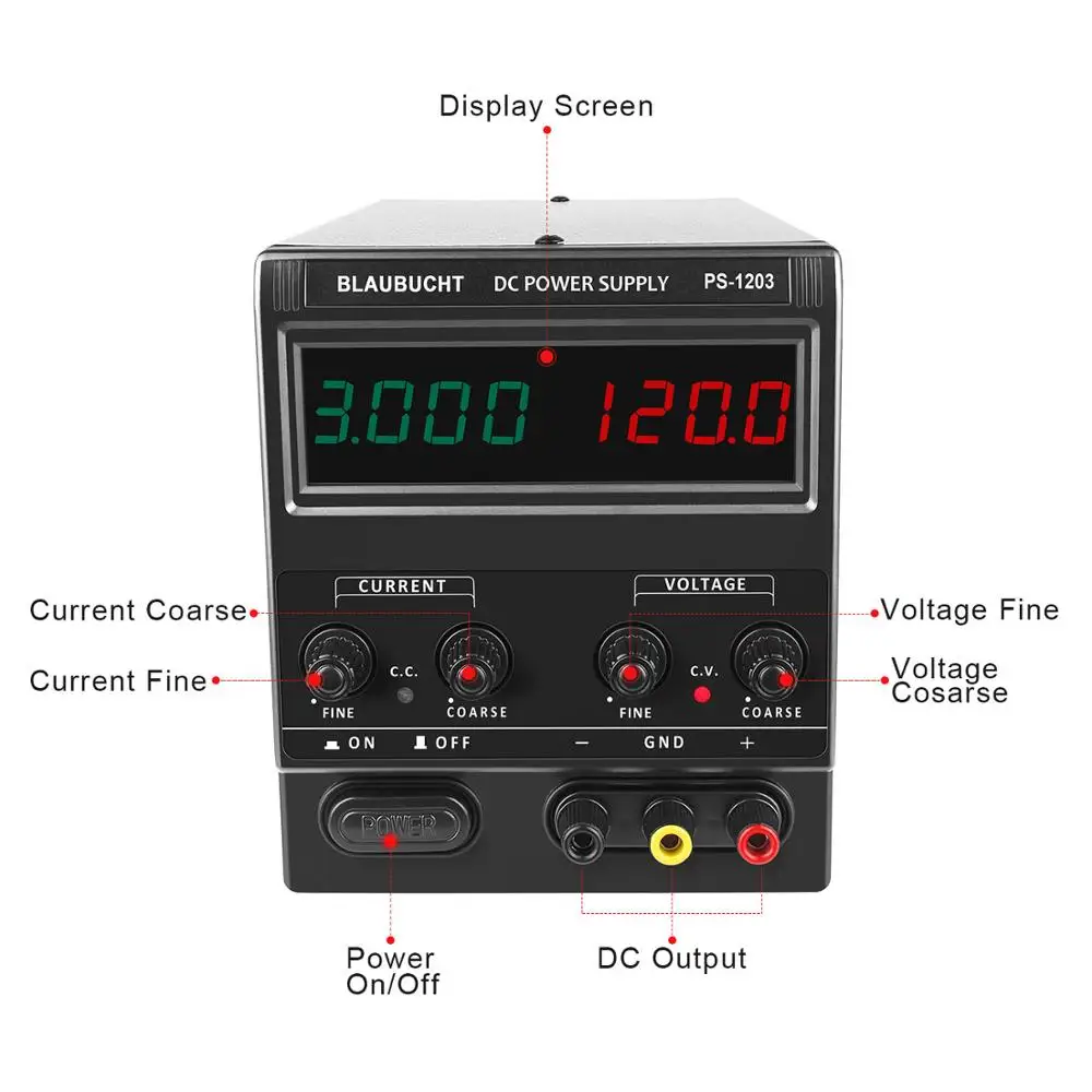 Nice Power PS-1203 120V 3A Laboratory Adjustable Switching 110V /220V Variable DC Regulated Power Supply