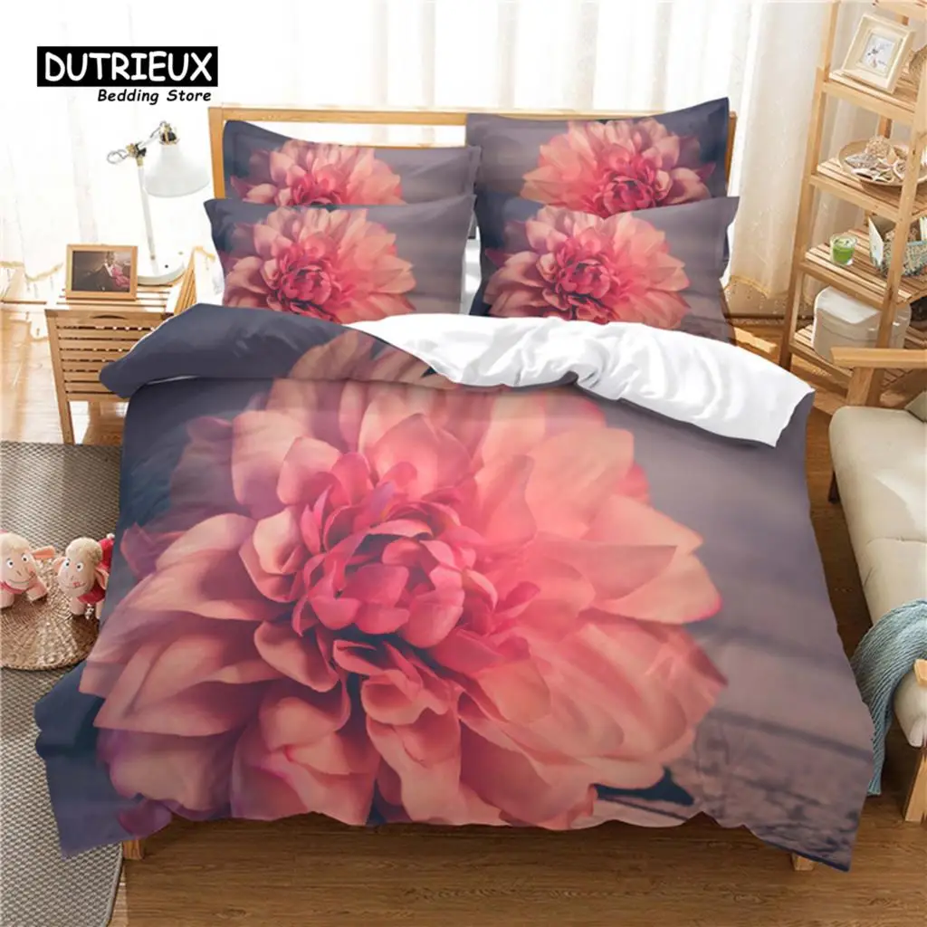 

Beautiful Flower Bedding Set, 3Pc Flowers Duvet Cover Set, Soft Comfortable Breathable Duvet Cover, For Bedroom Guest Room Decor