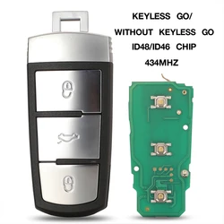 jingyuqin 3 Buttons Smart Remote Car Key Fob For Volkswagen 3C0959752BA 434Mhz id46 ID48 Chip fit VW Passat B6 3C B7 Magotan CC