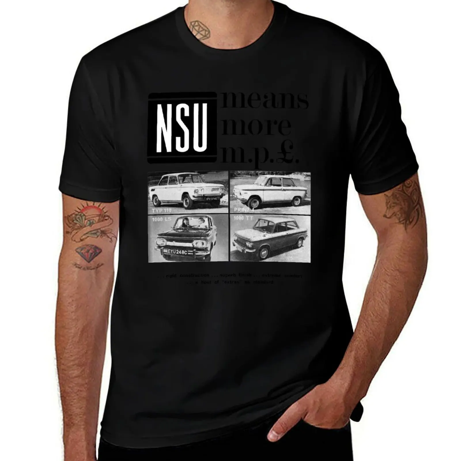 NSU PRINZ T-Shirt Active Sports Short Sleeve Cotton Shirt