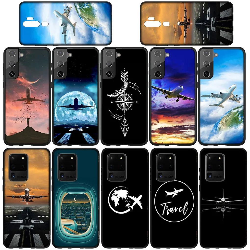 Airplane Plane Fly Travel Aircraft Cover Phone for Samsung Galaxy S21 S20 Fe S23 S22 Ultra S8 Plus A71 A12 A13 A21S S7 Case