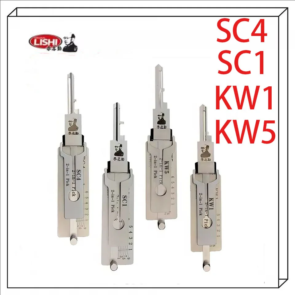 Juego de 4 Herramientas de Alta Calidad KW1 KW5 SC1 SC4 LISHI 2 en 1 para Abrir Cerraduras Kwikest Schlage, Herramienta para Cerrajeros, Herramienta para Abrir Puertas