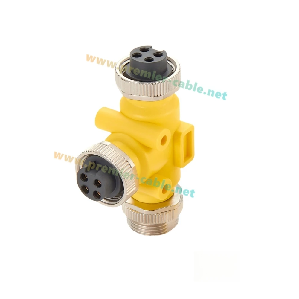 Mini-Change 7/8" Industrial Circular Connector 4 Pin Male to Female Tee Splitter T Distributor Mini-Fast Backbone Trunk Adapter