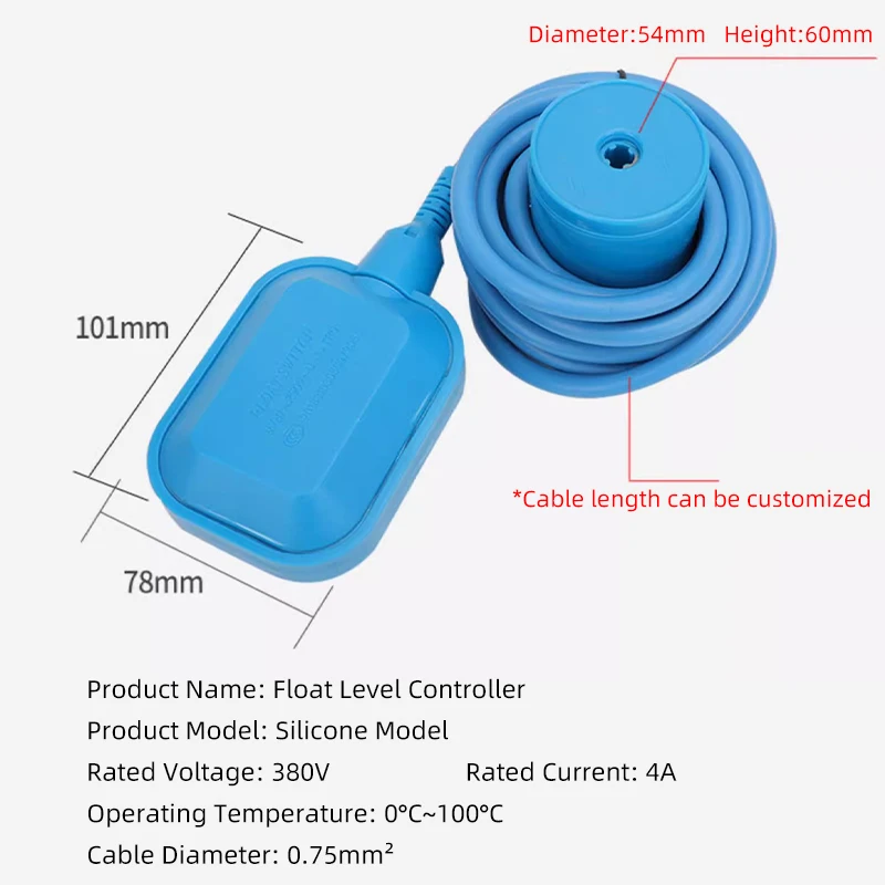 مربع/دائري تعويم التبديل السائل وحدة تحكم في المستوى المياه 2/3/5/8/10 متر متر الاستشعار لبرج المياه خزان مضخة نوع السيليكون
