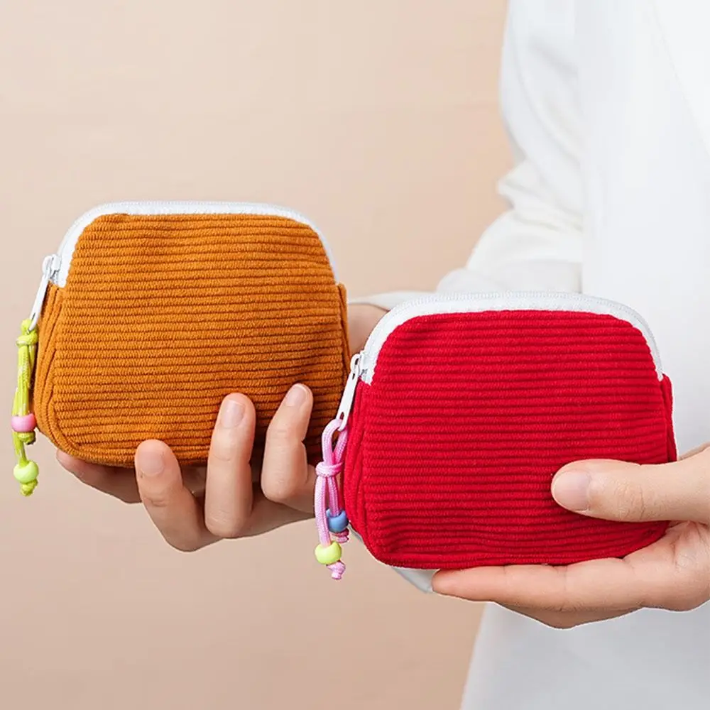 

Durable Fashion Corduroy Cosmetic Bag High Quality Portable Zipper Sanitary Napkins Organizer Mini Storage Bags