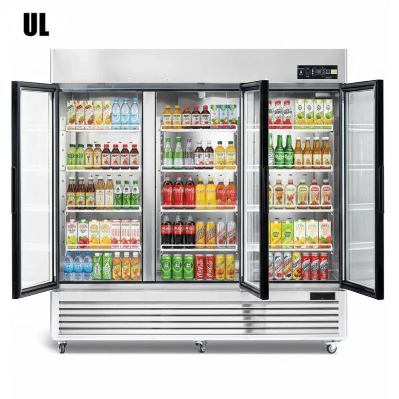 custom.Heavy-Duty Stainless Steel Single-Temperature Display Cooler Three Glass Fan Digital Temperature Control Commercial