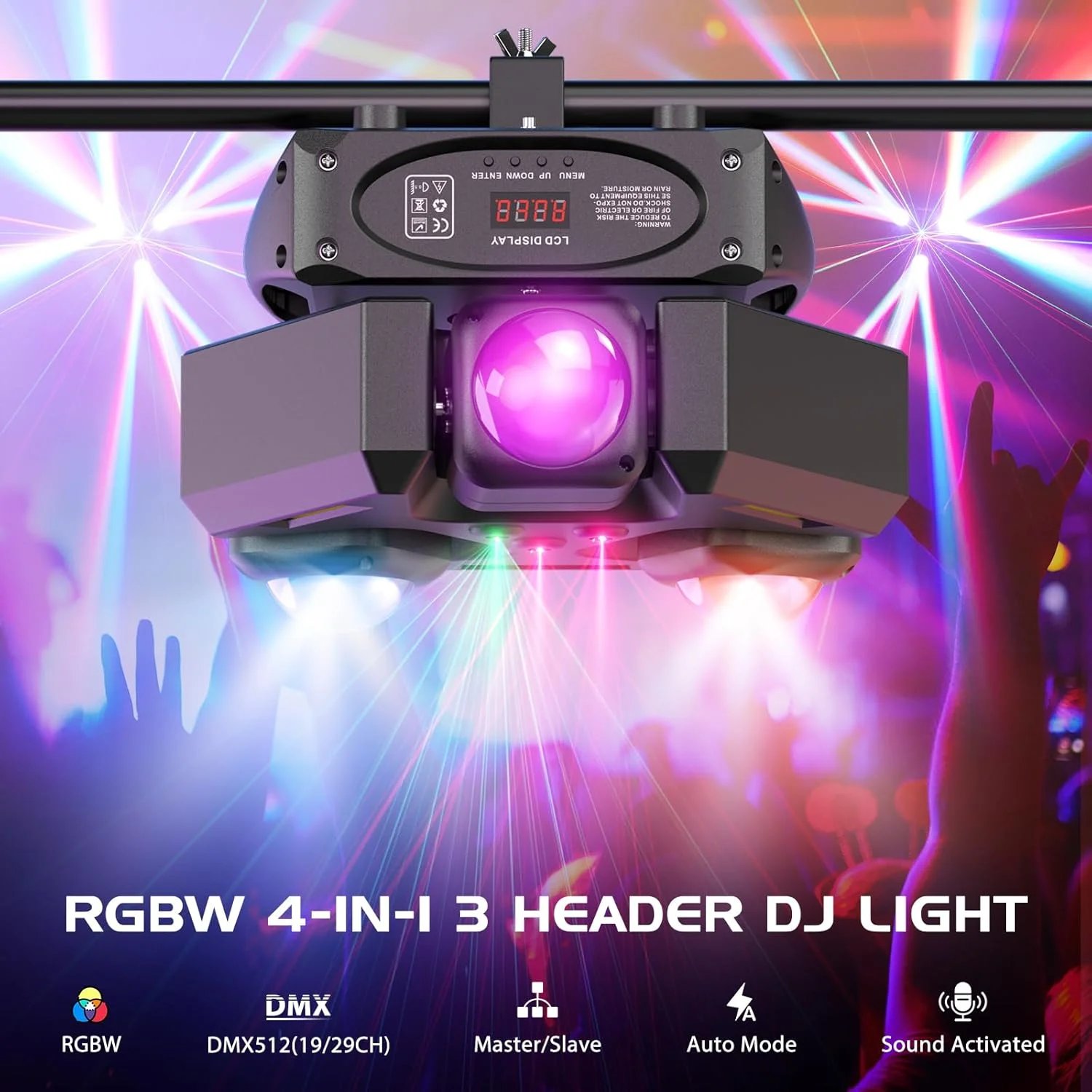 150W LED Stage Light 9x10W RGB 5050 Beads 2x100W Red & 1x100mW Green Laser DMX512 Voice Control Strobe for DJ Party Show Bar