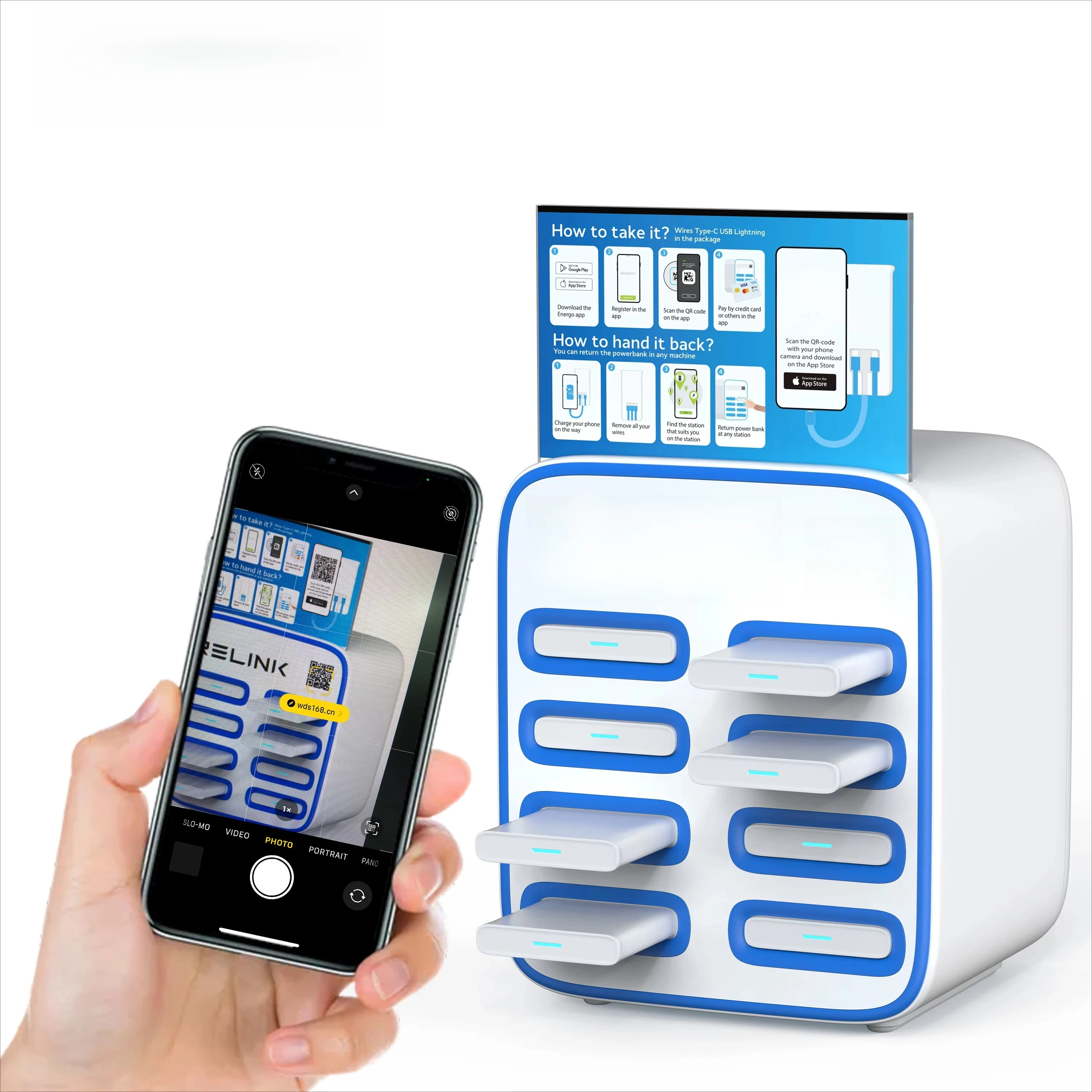 

Hot Selling 8 Port Sharing Power Bank Rental Charging Station Power Bank Power Station