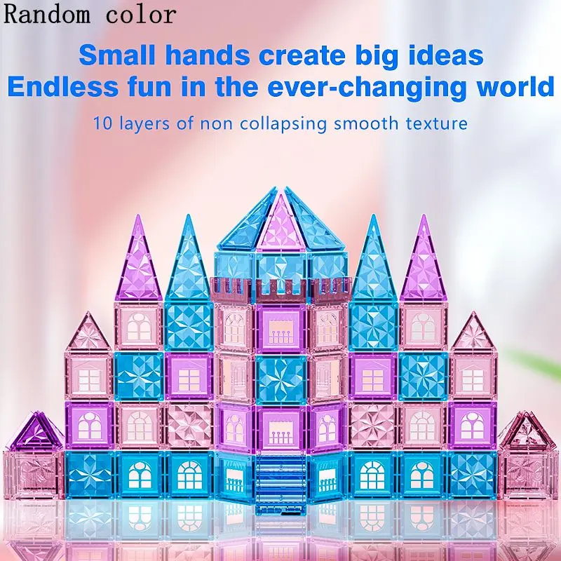 Magnetische blokken die een besneeuwde wereld afbeeldt, een creatief structureel leerspeelgoed, een perfect verjaardagscadeau voor zowel jongens als meisjes.