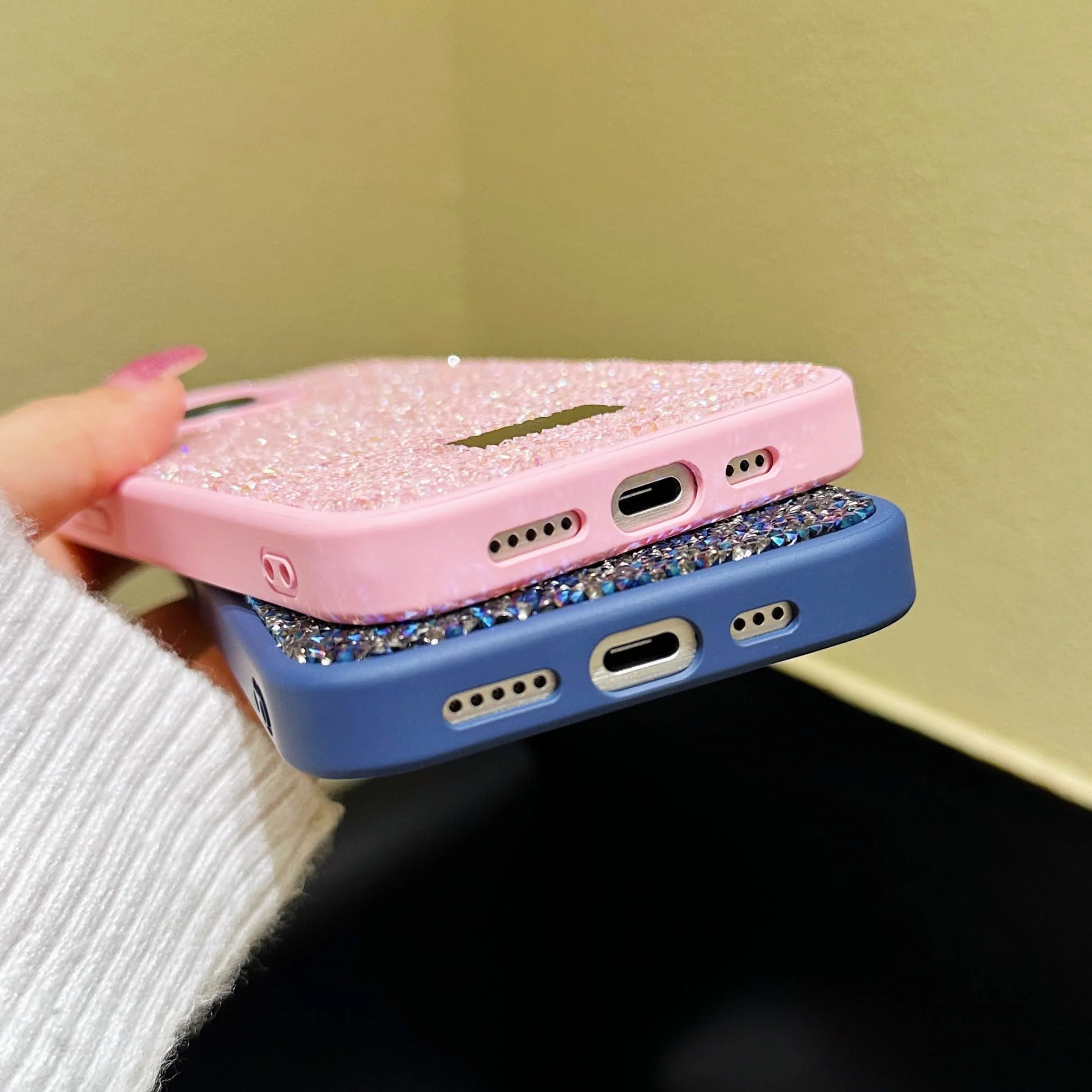 Luxury INS Dazzling Full Covered Zircon Macaroon Color Phone Case for iPhone 17 16 15 14 11 12 13 Pro Max Plus 16e Back Cover