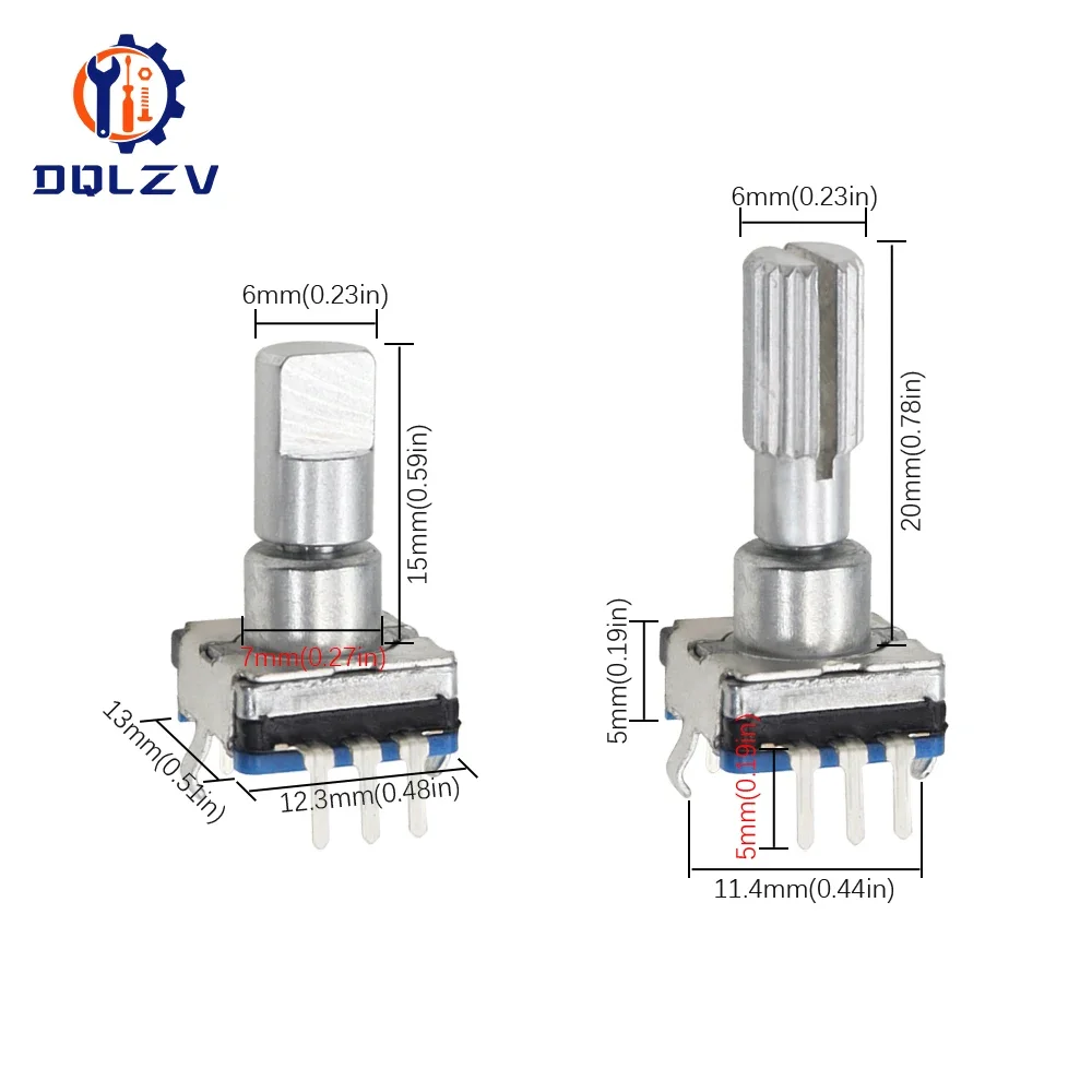 EC11 Reset Encoder Switch With Push Button Switch Turn Left or Right Self Reset Rotary Encoder 5Pin DIP Type 15/20mm Half Plum