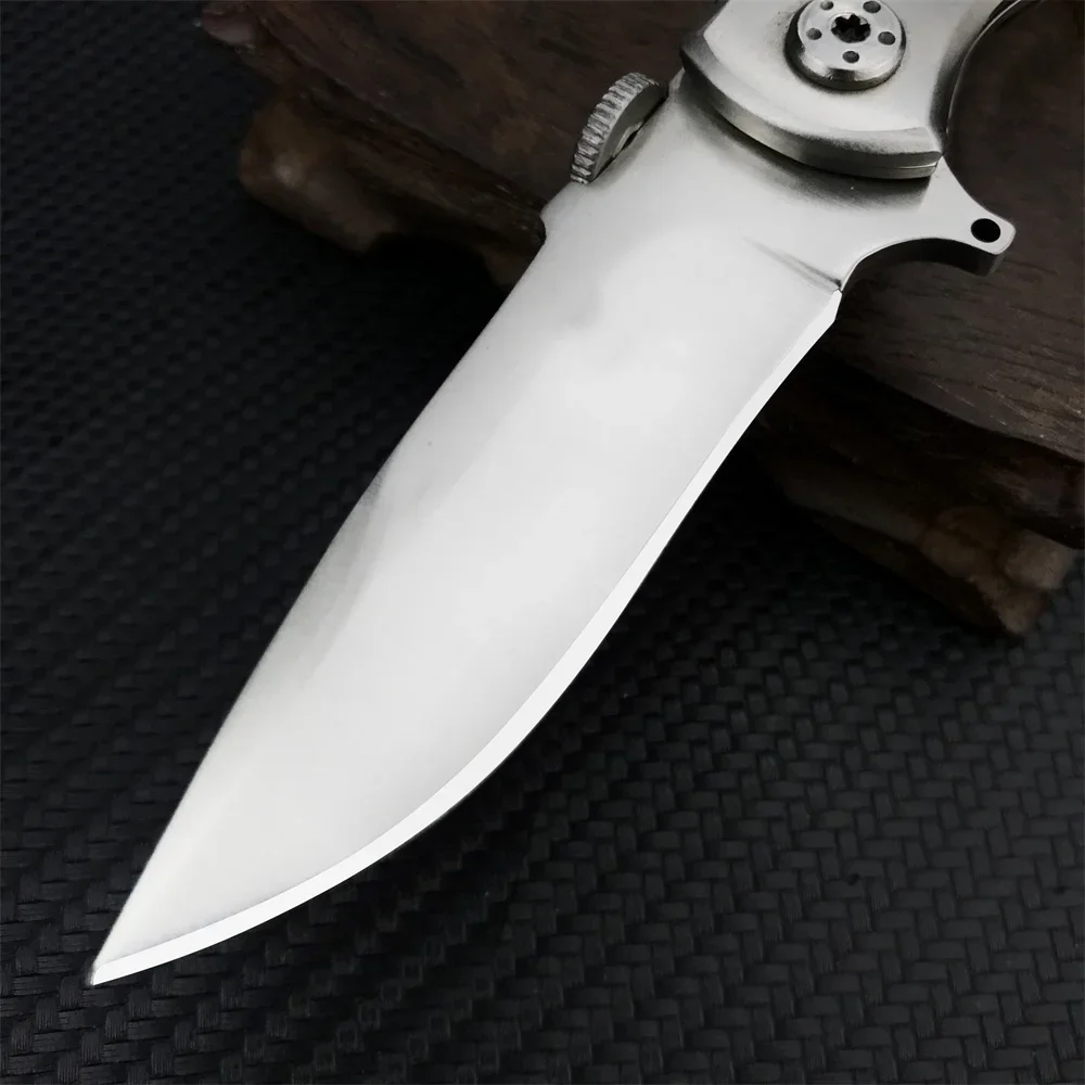 Bearing Flipper Folding Knife 440C Blade 420 Steel Inlaid with Shadow Wood Handle Outdoor Pocket EDC Knives Survival Hunter Tool