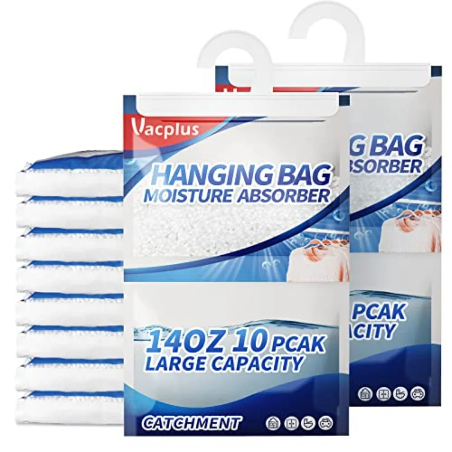 

Moisture Absorber, 10 Pack Portable Dehumidifiers for Closet and Enclosed Space, 14 OZ Dehumidifier Bags Effectively Trap Extra