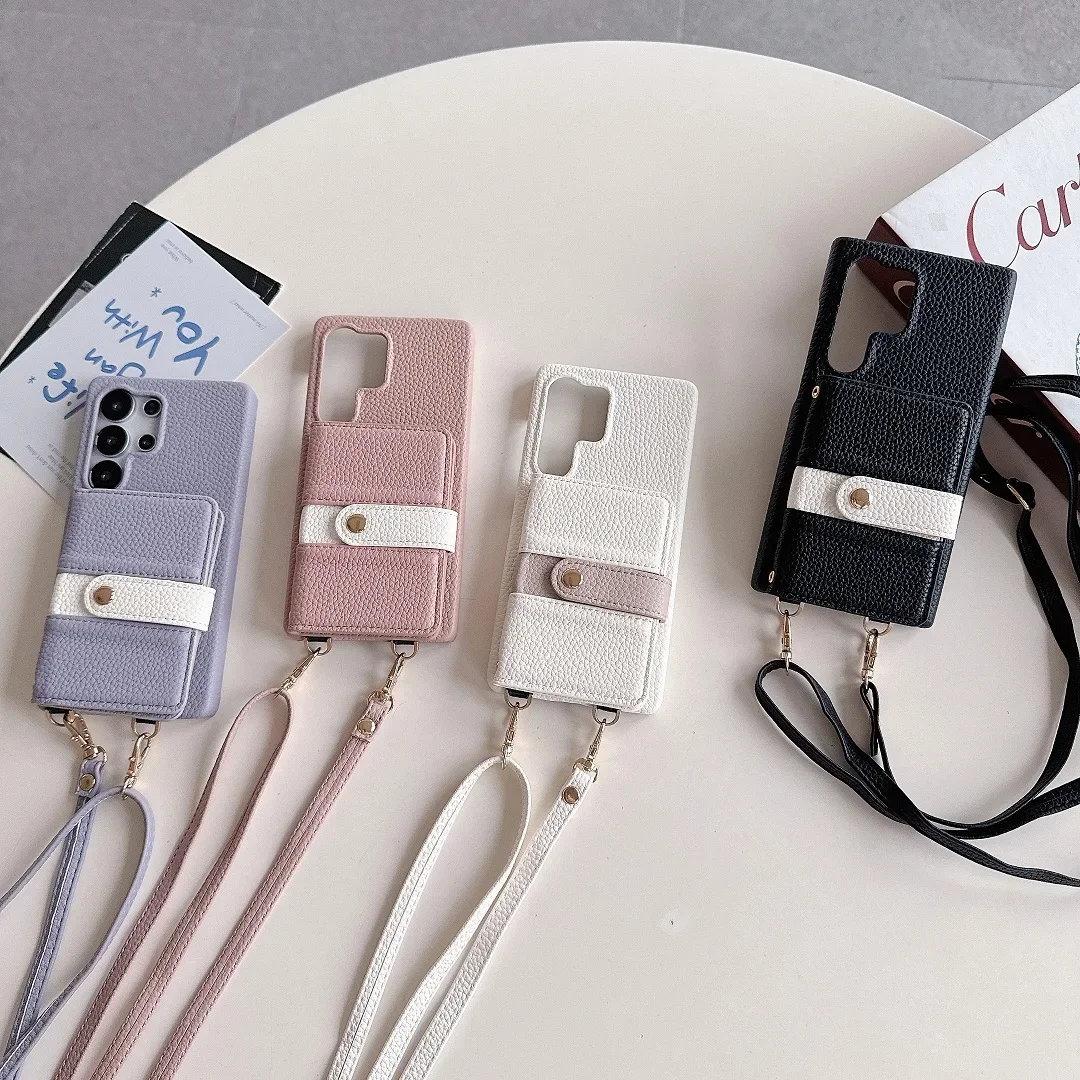 YP1 الفاخرة Crossbody الجلود فتحة للبطاقات محفظة محفظة حقيبة لهاتف سامسونج غالاكسي S25Edge S24 FE S23 زائد S22 الترا مرآة شل غطاء