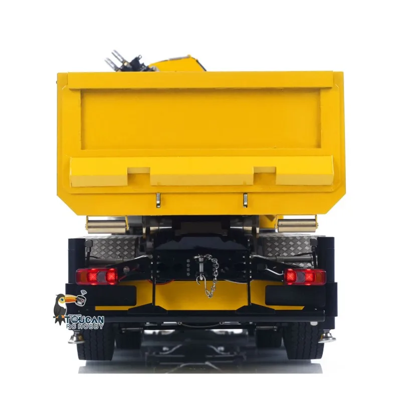 선물용 1/14 10x10 RC 유압 크레인 풀 덤프 트럭 금속 화물차 티퍼 리어 액슬 스티어링 라이트 사운드 완성차 장난감