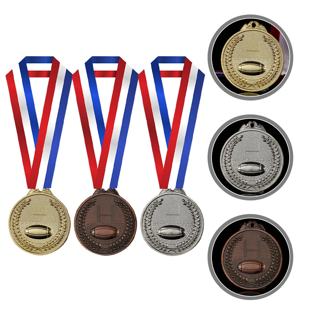 

3 Pcs Medal Football Medals for Awards Top Prizes Kids Soccer Metals Decor Party Favors Rugby Creative Decorative Aldult Travel