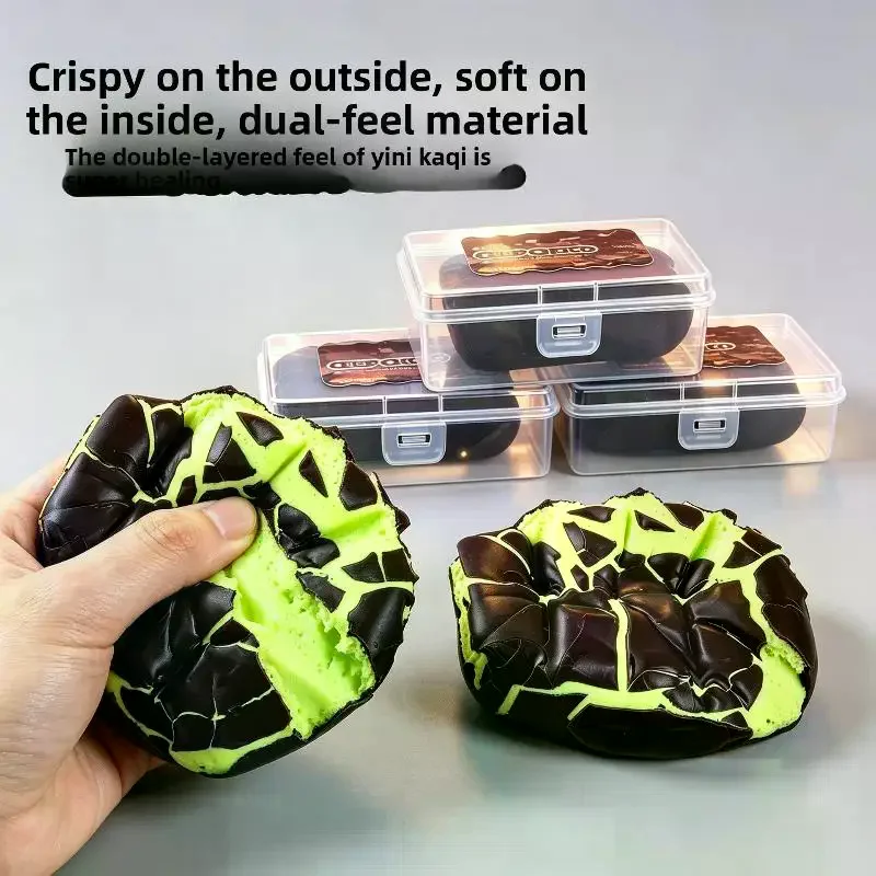 /GJ/Chocolate Wax Cracking Squeeze Toy Cat Paw Donut Crunchy Sound Ball Crispy Feel Crackable Texture Sensory Squeeze Toy