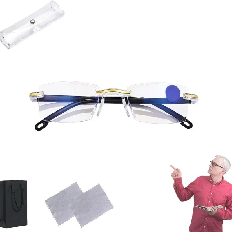 نظارات جديدة مضادة للضوء الأزرق لقصر النظر الشيخوخي بدون إطار للرجال والنساء نماذج من نظارات مضادة للسقوط خفيفة للغاية لنظارات المسنين #1