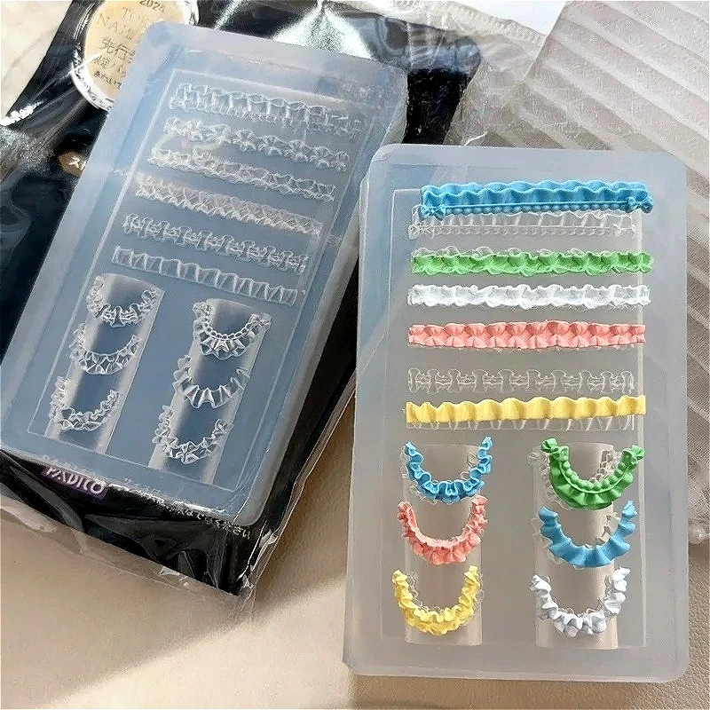 

Skirt Lace Bowknot Star Love Heart Butterfly Relief Flower Bow Tie Snowflakes DIY Nail Art Silicone Carving Mold Mould Template