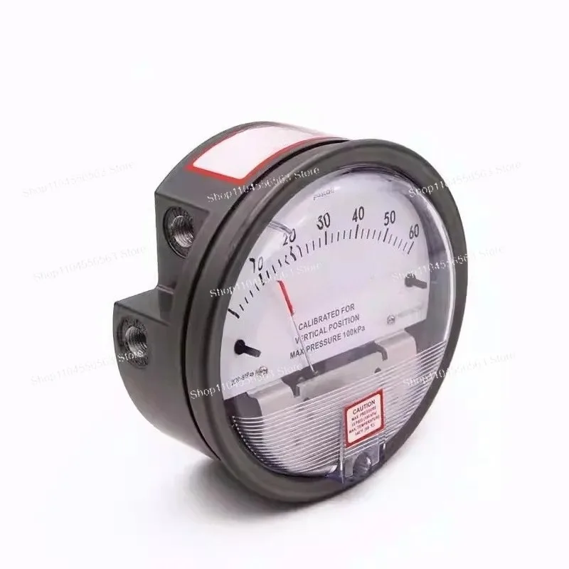 Round Pointer Positive & Negative Air Pressure Gauge 0-60 Pa, Micro Differential Pressure Meter for HVAC Cleanroom