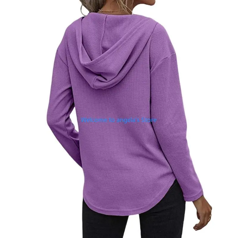 X4YC Damen V-Ausschnitt Hoodies Langarm Sweatshirt Kordelzug Pullover Tops mit Tasche