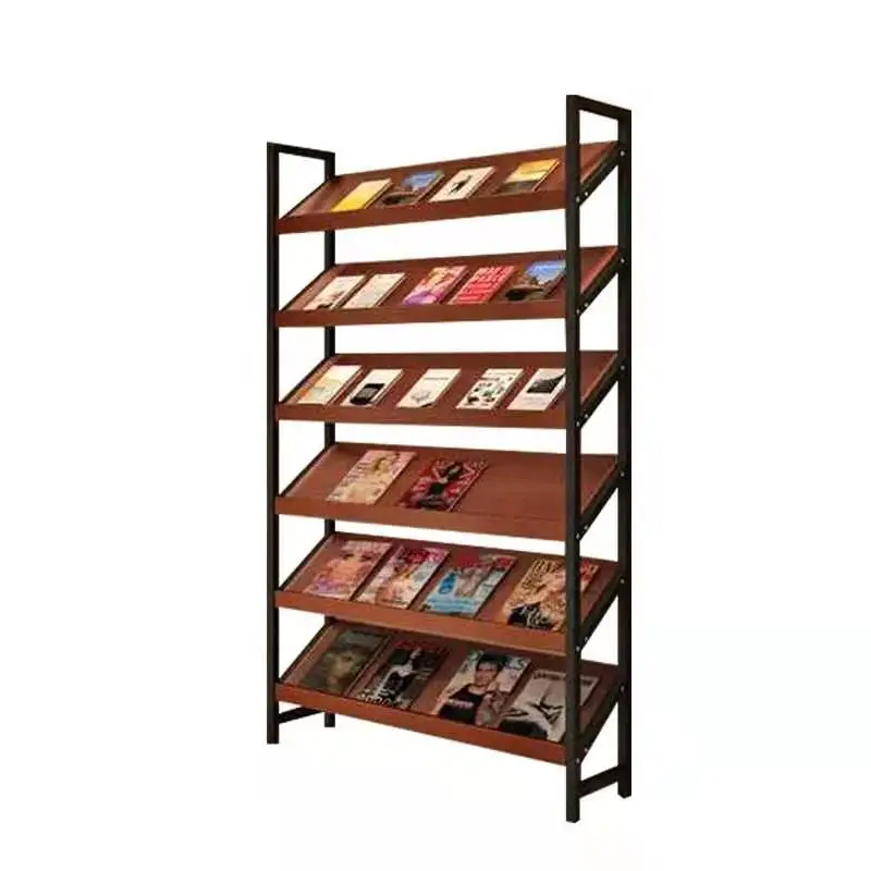 

Bookshelf Shelf Floor-to-ceiling newspaper Wooden storage Publicity Magazine Period Bevel display