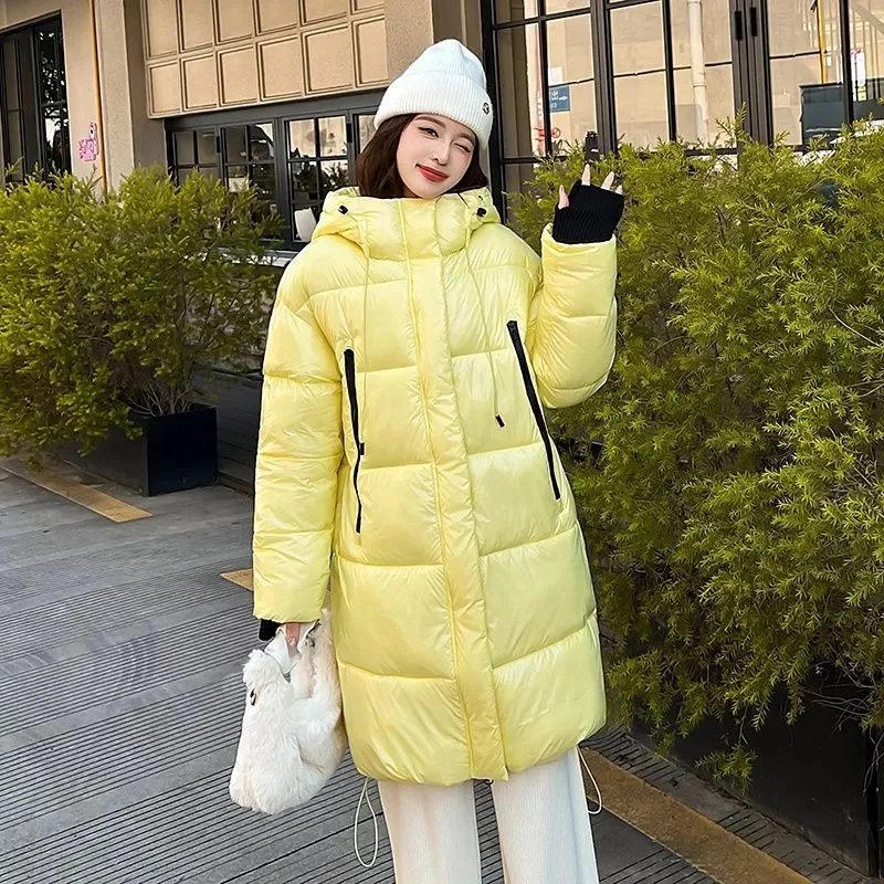 冬のダウンコットンジャケット婦人服ロングパーカーフード付き暖かい冬厚い防水コート女性黒オーバーコート JJ551