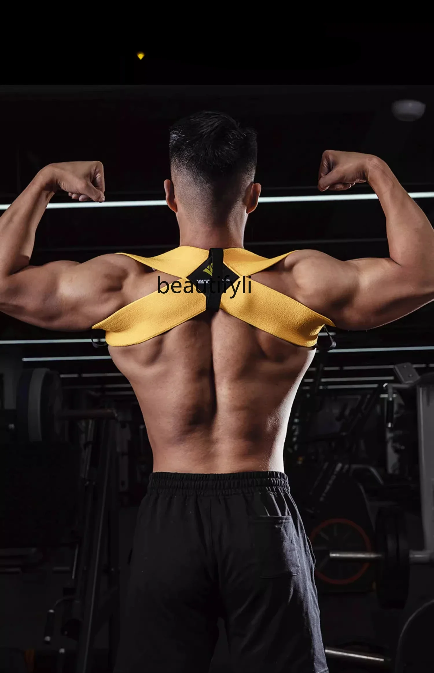 Fitness heavy shoulder strap Open shoulder straight chest straight back training belt Back bench press vest belt