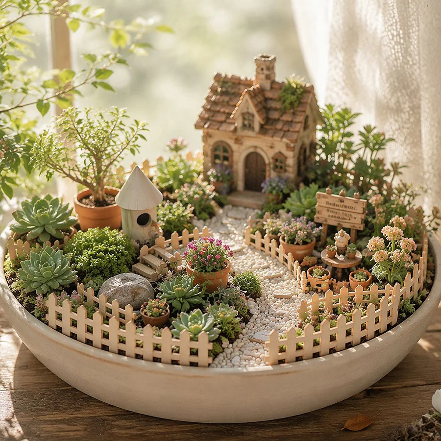 20/40/60pcs Mini Wooden Garden Fence, DIY Painting Graffiti Craft, Lawn Barrier, Photo Props, Miniature Landscape Decor