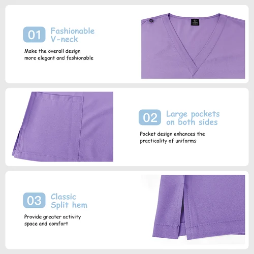 Imagen 2 del producto Conjunto de enfermera quirúrgica para mujer, pantalón corto informal de manga, ropa de trabajo de farmacia, uniformes de enfermería para médico y Hospital, trajes para correr médicos con cuello en V
