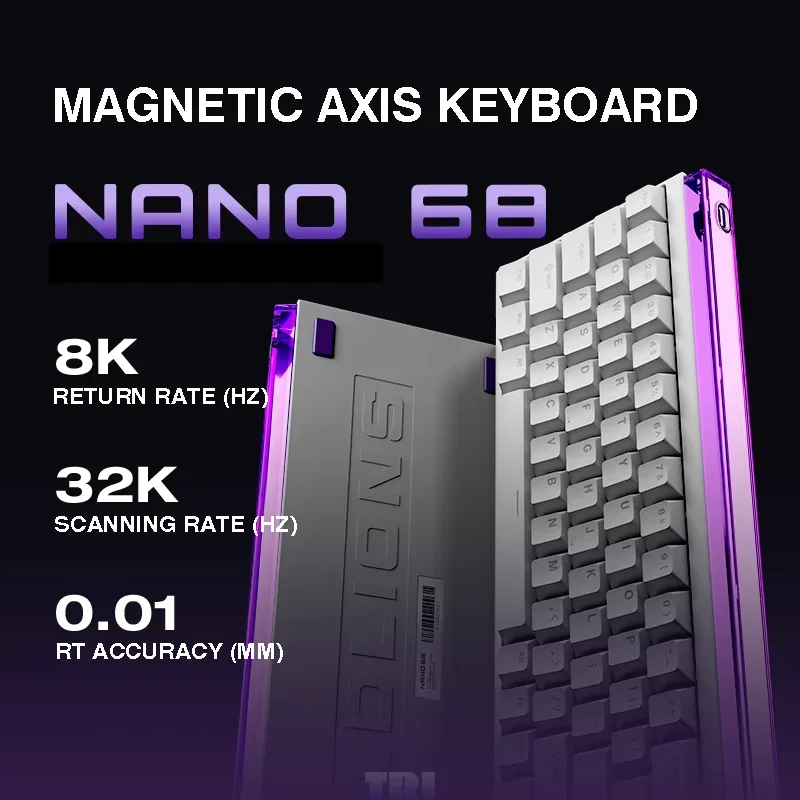 MADLIONS NANO68 RGB 8k Return Rate RT0.01 Wired Gaming Keyboard Magnetic Switch Mechanical Keyboards Customize PC Esports Gifts