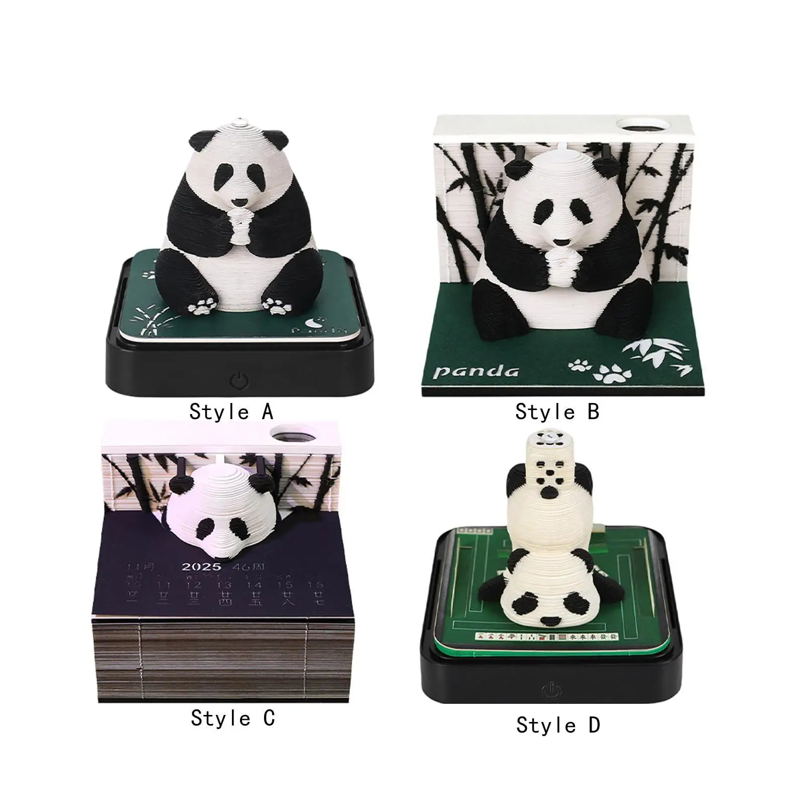 2025 أجندة مكتبية /رزنامة مكتبية الفن التقويم النحت هدية مع أضواء ساعة التقويم الباندا لزجة آخر لسطح المكتب الديكور مكتب المنزل