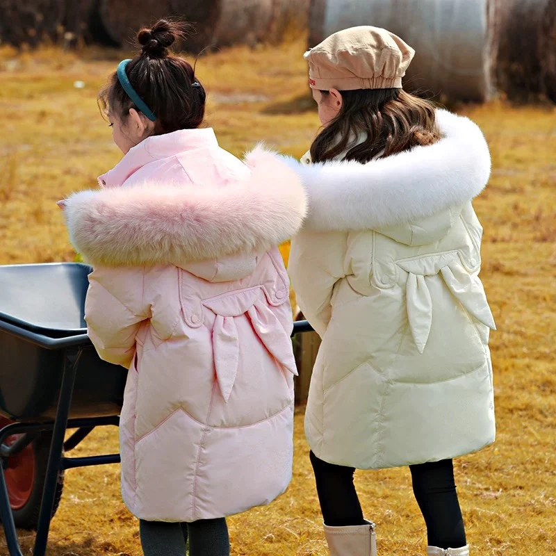 OLEKID -30 Degree Winter Down Jacket For Girls Hooded Thick Warm Long Teen Girl Jacket Coat 5-14 Years Kids Girl Outerwear