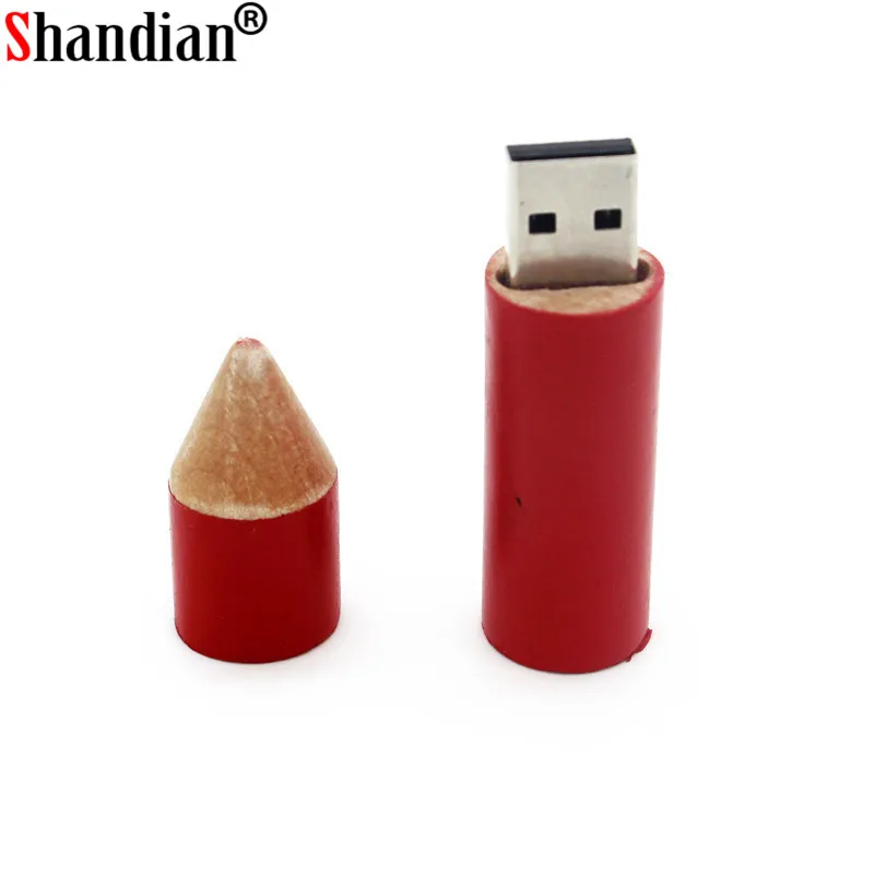 SHANGDIAN-나무 펜슬 USB 플래시 드라이브 U 디스크 크리에이티브 선물 펜드라이브, 4GB 8GB 16GB 32GB 펜 드라이브 64GB 메모리 스틱 도매