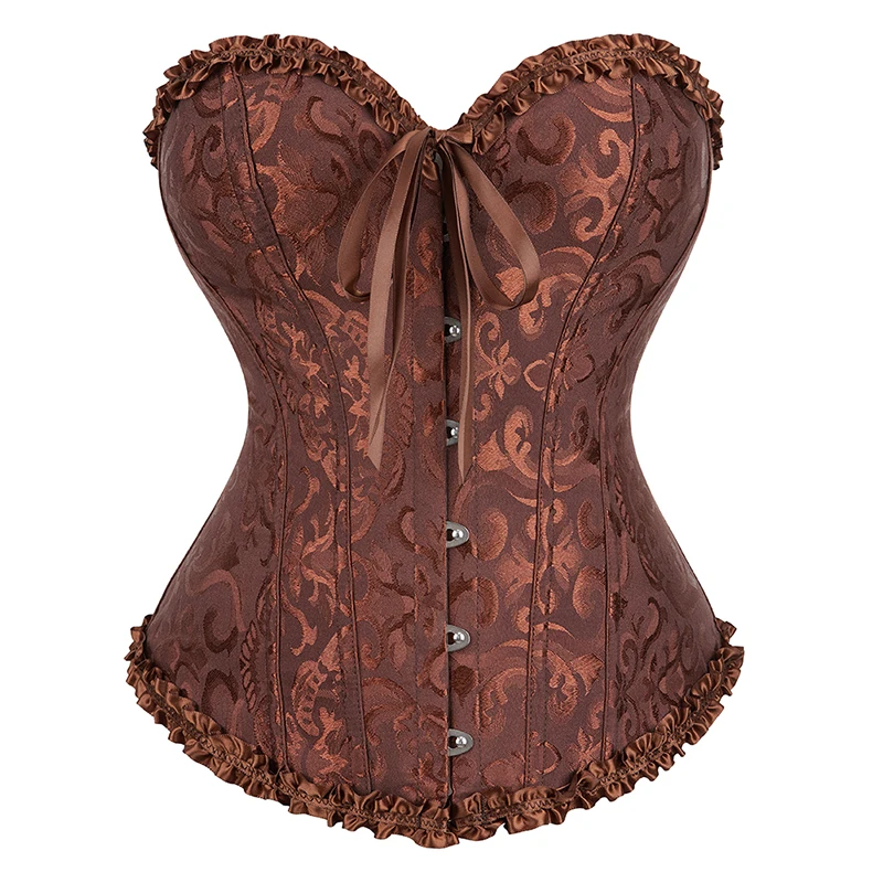 

Women Overbust Corsets Lace Up Boned Korset Waist Trainer Bustier Cincher Top Burlesque Body Shaper Corselet