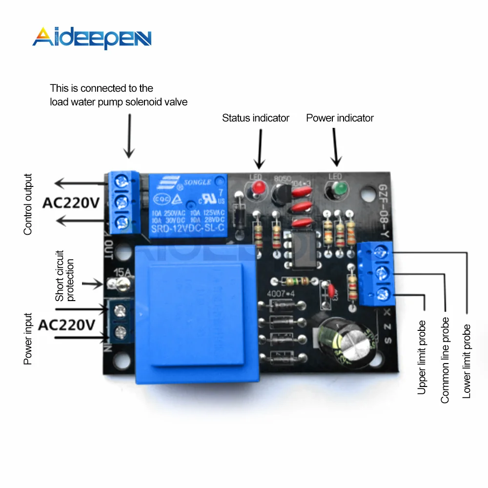 AC 220V Water Level Controller Automatic Water Level Controller Water Level sensor Switch Automatic Pumping Water Drainage