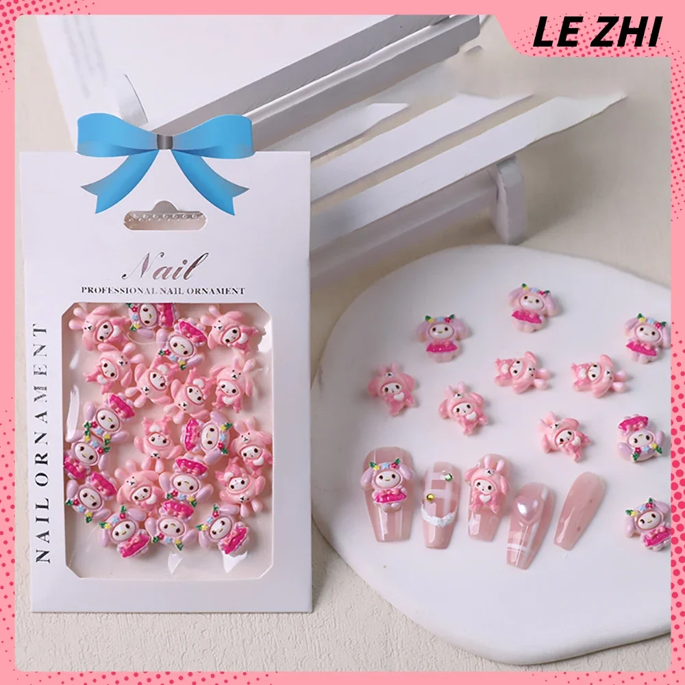 Kawaii 3D Cartoon Nail Accessories Mymelody Maiden Heart 20Pcs Resin Decorations Mixed Style Art Charms Manicure Party Sticker