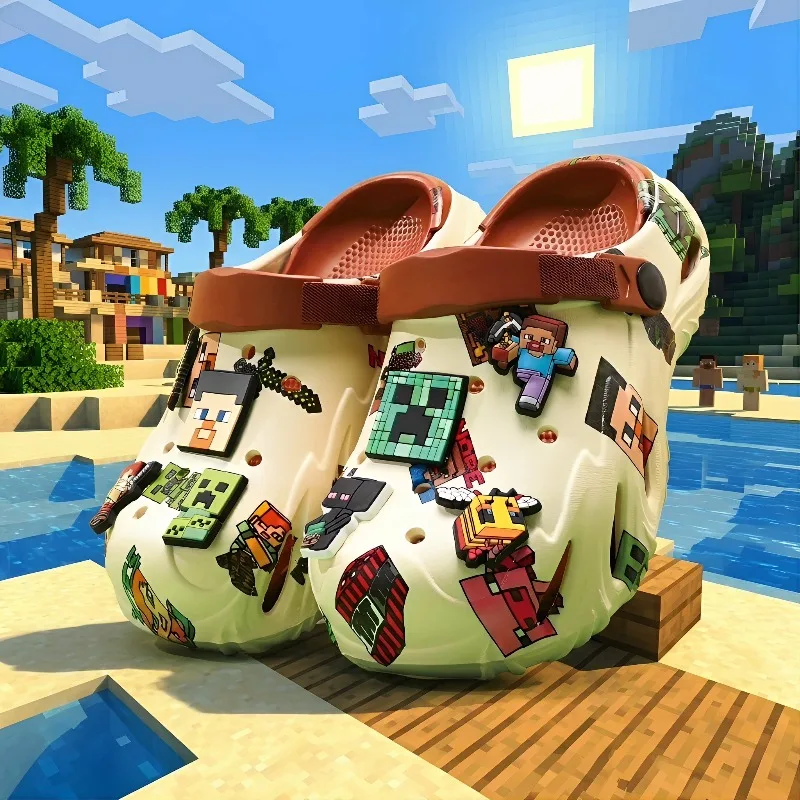 

Superme Minecraft Printed Clogs Sandals Non Slip Soft Sole Breathable Lightweight Summer Outdoor Casual Slides For Boys