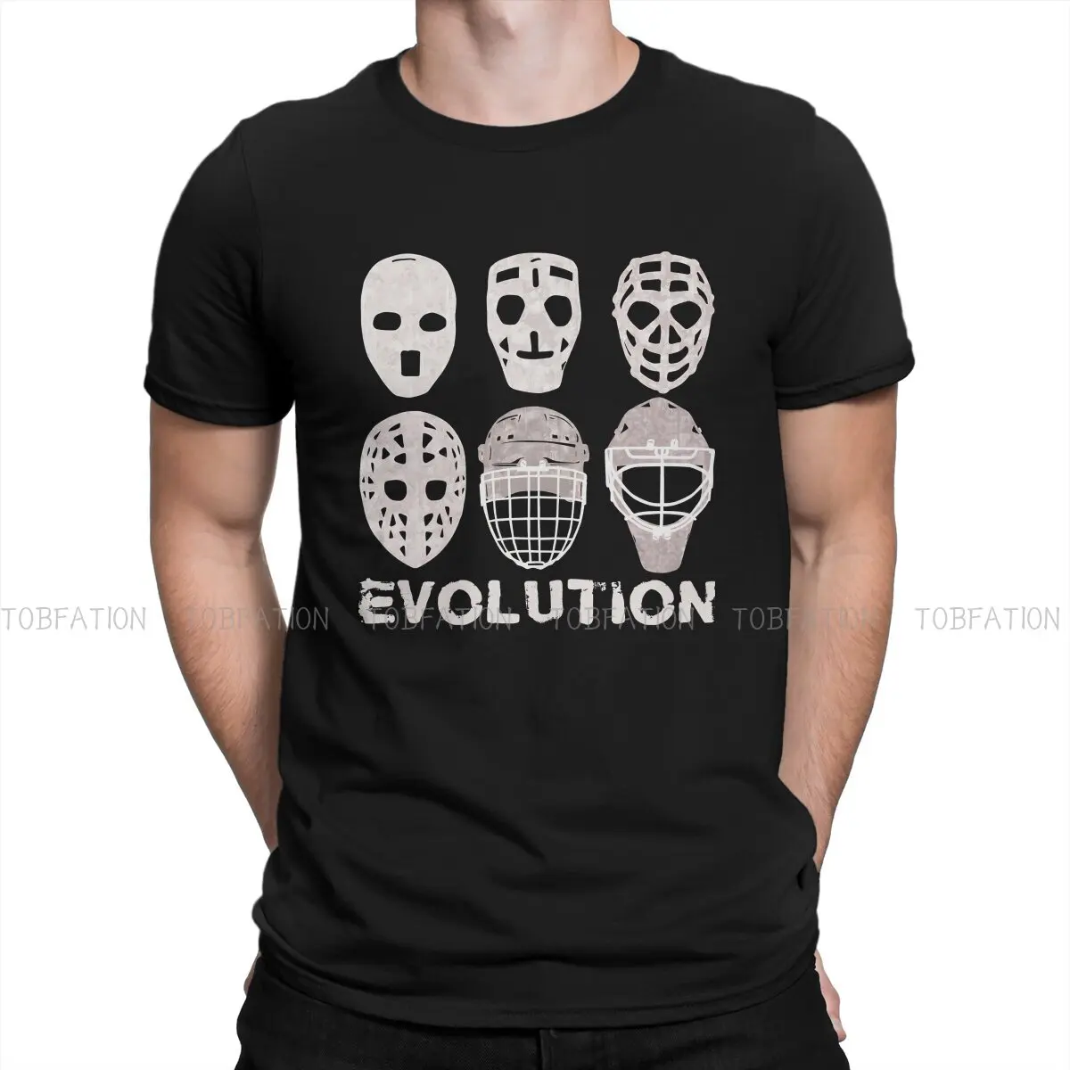 Hockey Goalie Mask Evolution Hipster TShirts Ice Hockey Male Style Fabric Streetwear T Shirt Round Neck