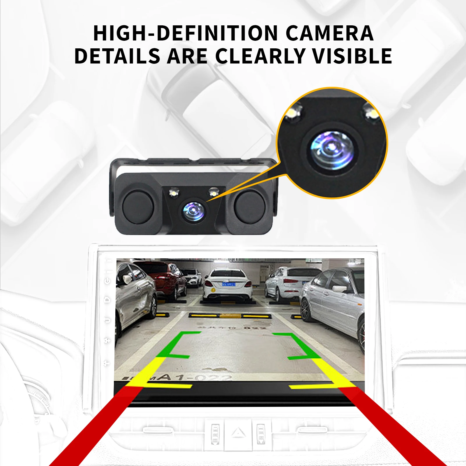 3IN1 Car Parking Sensor Car Night Vision  Reverse Backup Rear View Camera 2 Radar Detector Sensors BiBi Alarm