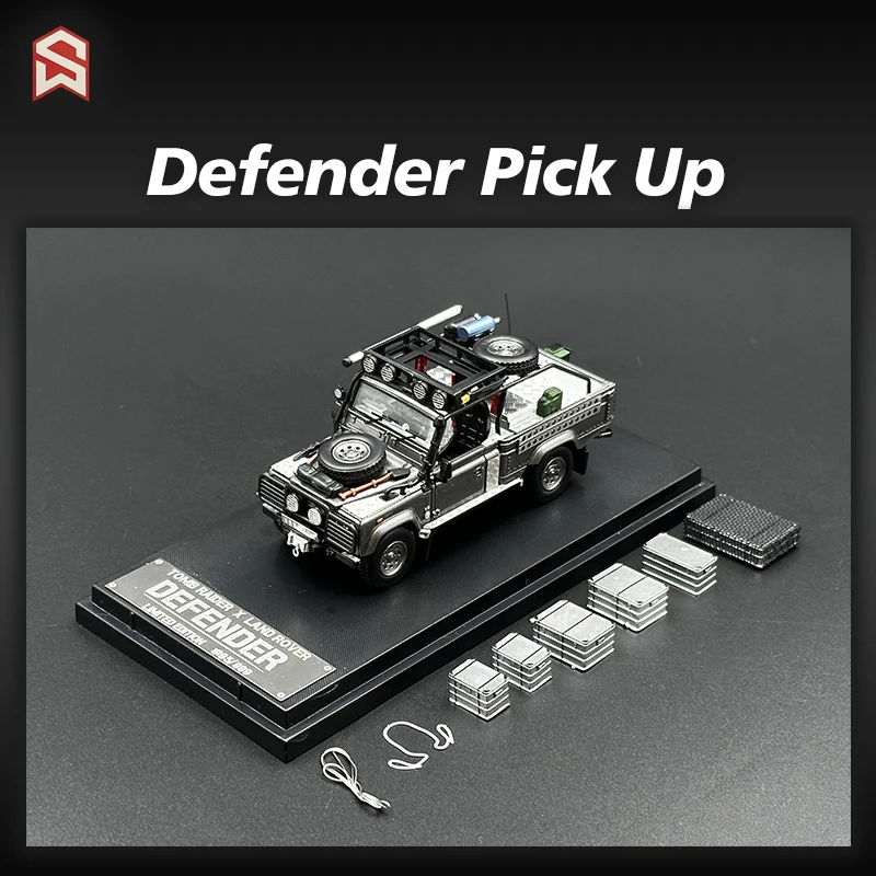 

SW In Stock 1:64 Defender Pick Up Silver Many Attachments Diecast Car Model Collection Miniature Toys Street Warrior