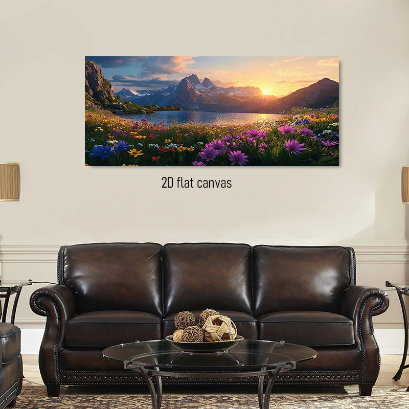 (1PC Unframe)1 piece of high-definition mountain and lake scenery canvas decorative painting, home frameless painting, 2D plan
