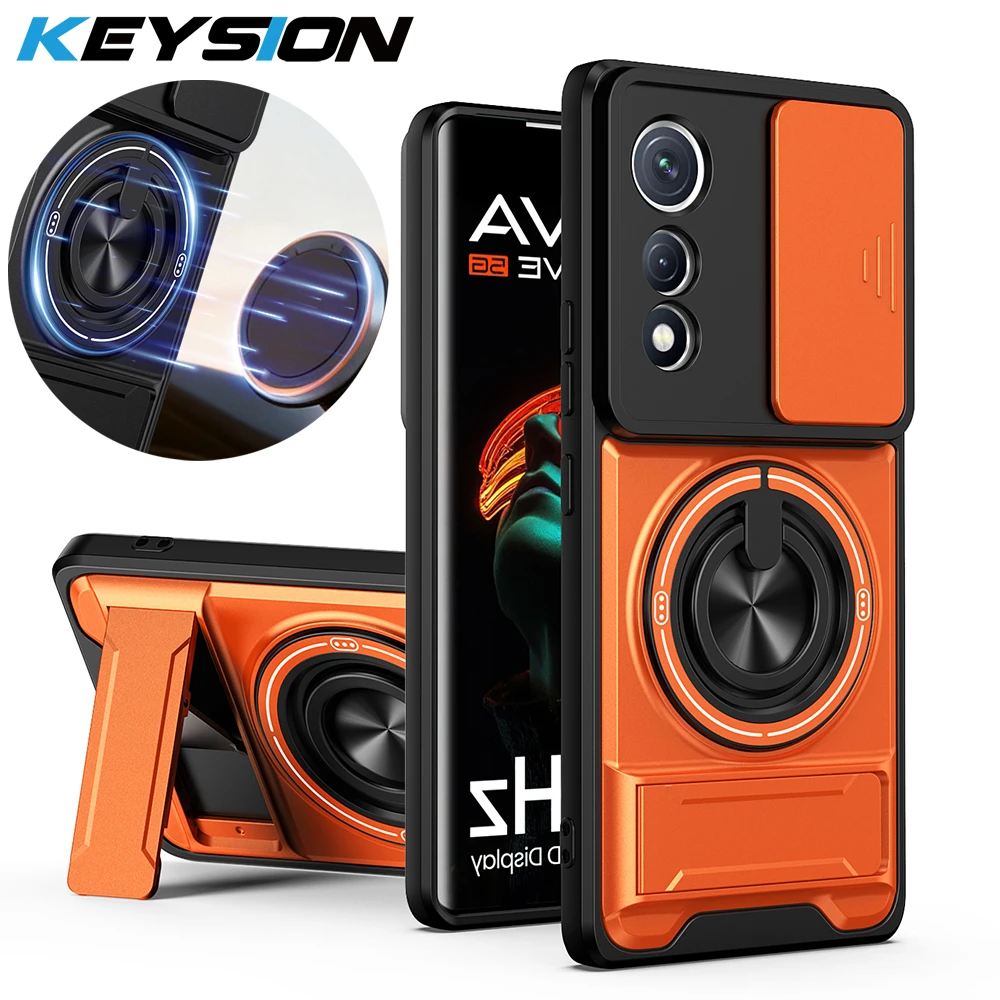 

KEYSION Magnetic Phone Case for TECNO Pova Curve 5G Slide Camera Protection Upright Kickstand 360° Ring Shockproof Back Cover