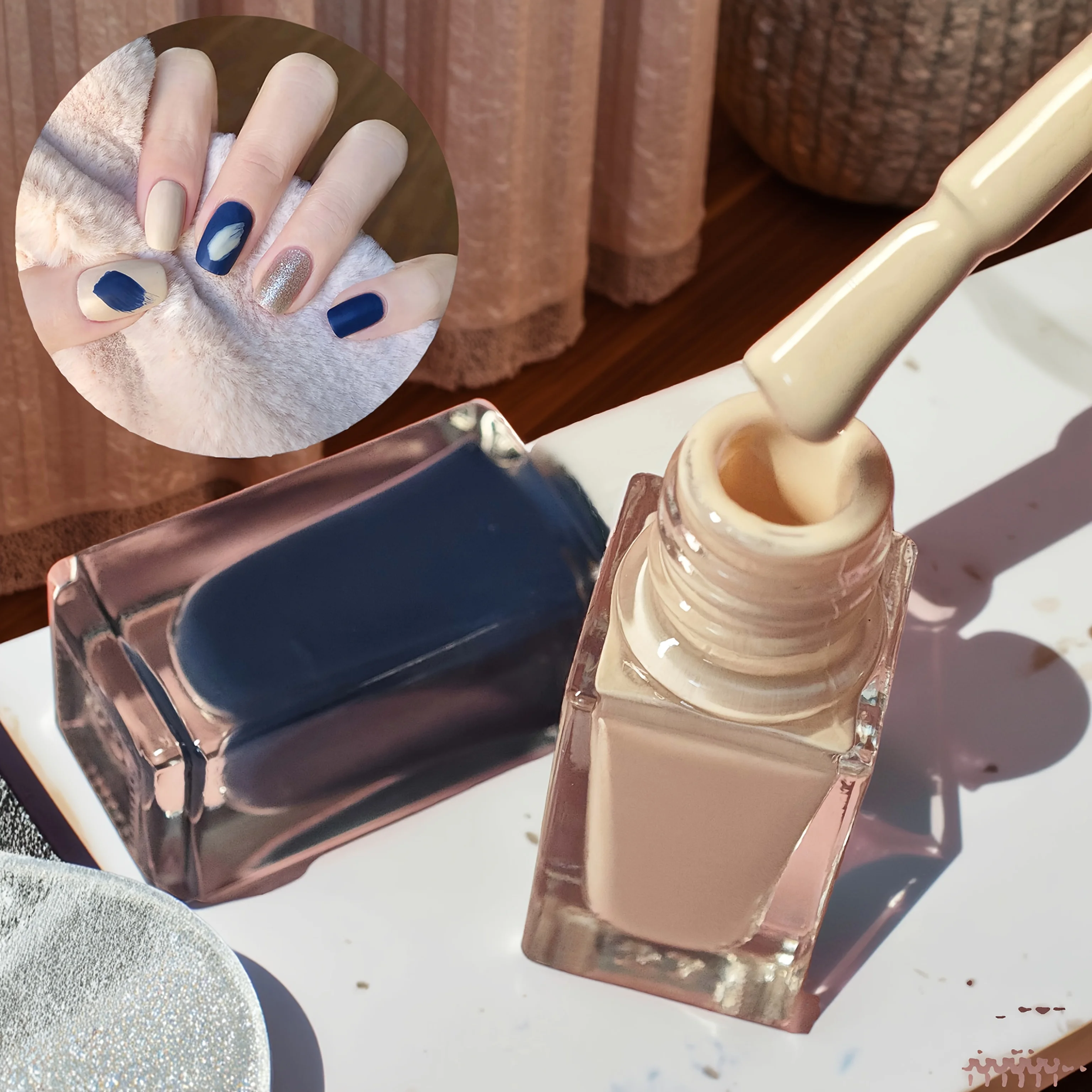 D35 Niebieski kryształ lodu z piórkami, 2 butelki, szybkoschnący, długotrwały, zdejmowalny, na bazie wody, bez potrzeby użycia lampy UV, natychmiastowy efekt rozjaśnienia paznokci.