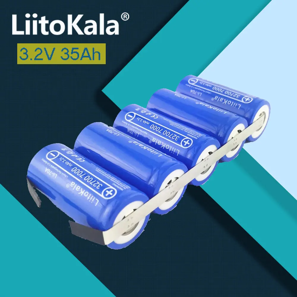 LiitoKala 3.2v 32700 14ah 21ah 28ah 35ah Rechargeable Lifepo4 High Drain 25ah 70A for Battery Pack Diy Vehicle Electric Bicycles