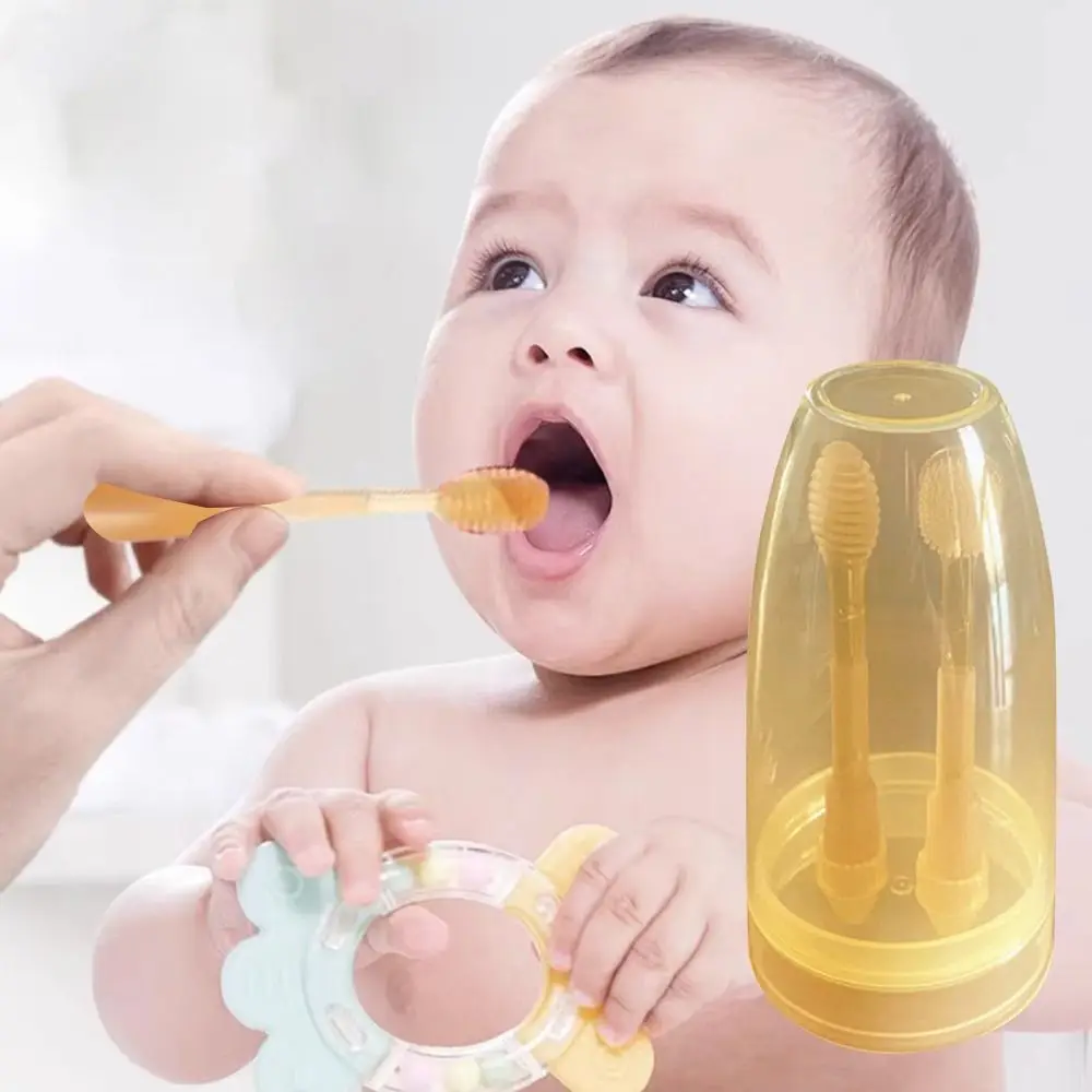 Soft Oral Care Baby Toothbrush Cleaning Tools 0-18 Months Silicon Toothbrush Rubber BPA Free Tongue Coating Brush Infant