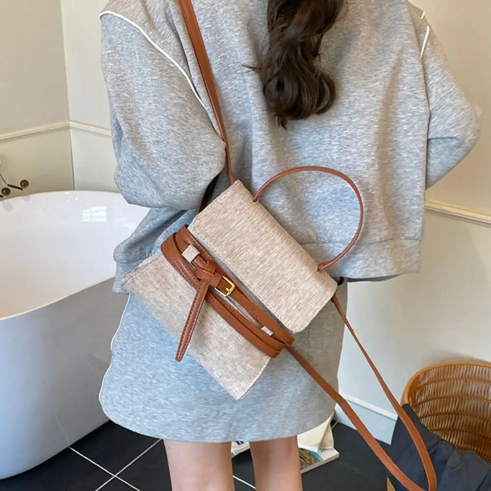 

Portable Large Capacity Lady Flap Handbag Korean Style Vintage Strap Shoulder Bag Niche Design Cloth Retro Bucket Bag Autumn