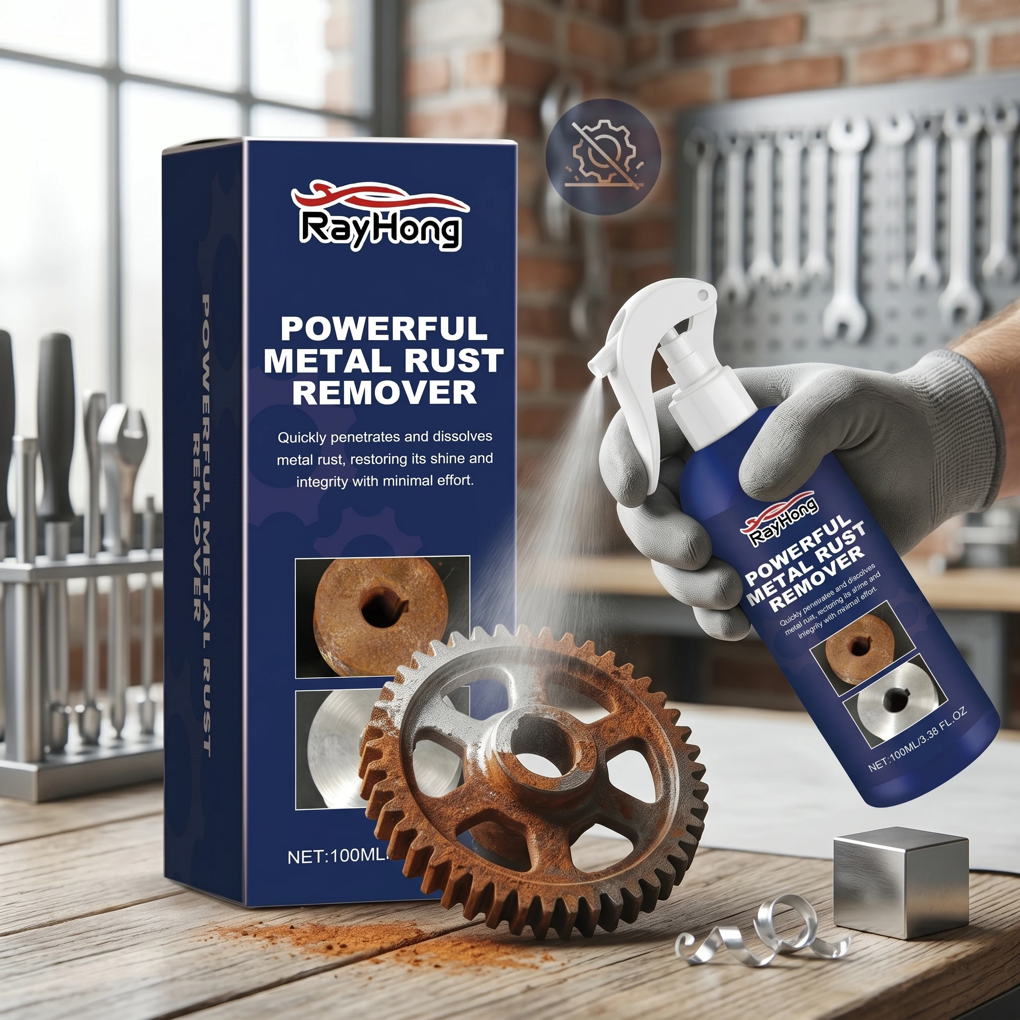 Car Rust Remover Dissolves Rust Wheel Rims Brake Drums Maintenance Polishing Restores Shine Metal Iron Prowder Stain Clean Agent